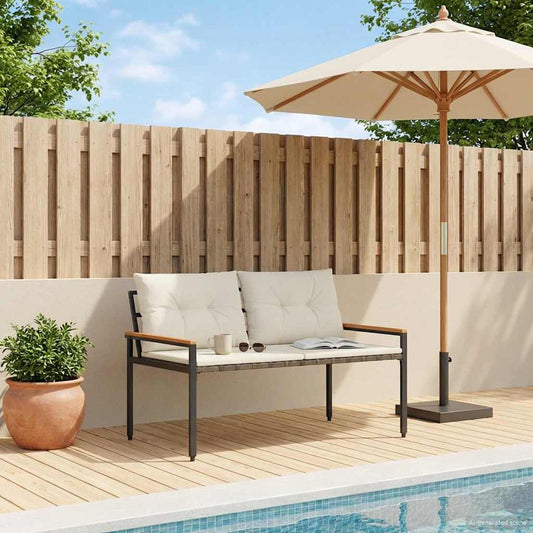 vidaXL Outdoor Bench 2 -Seater 116 x 67.5 x 72 cm Poly Rattan - Grey