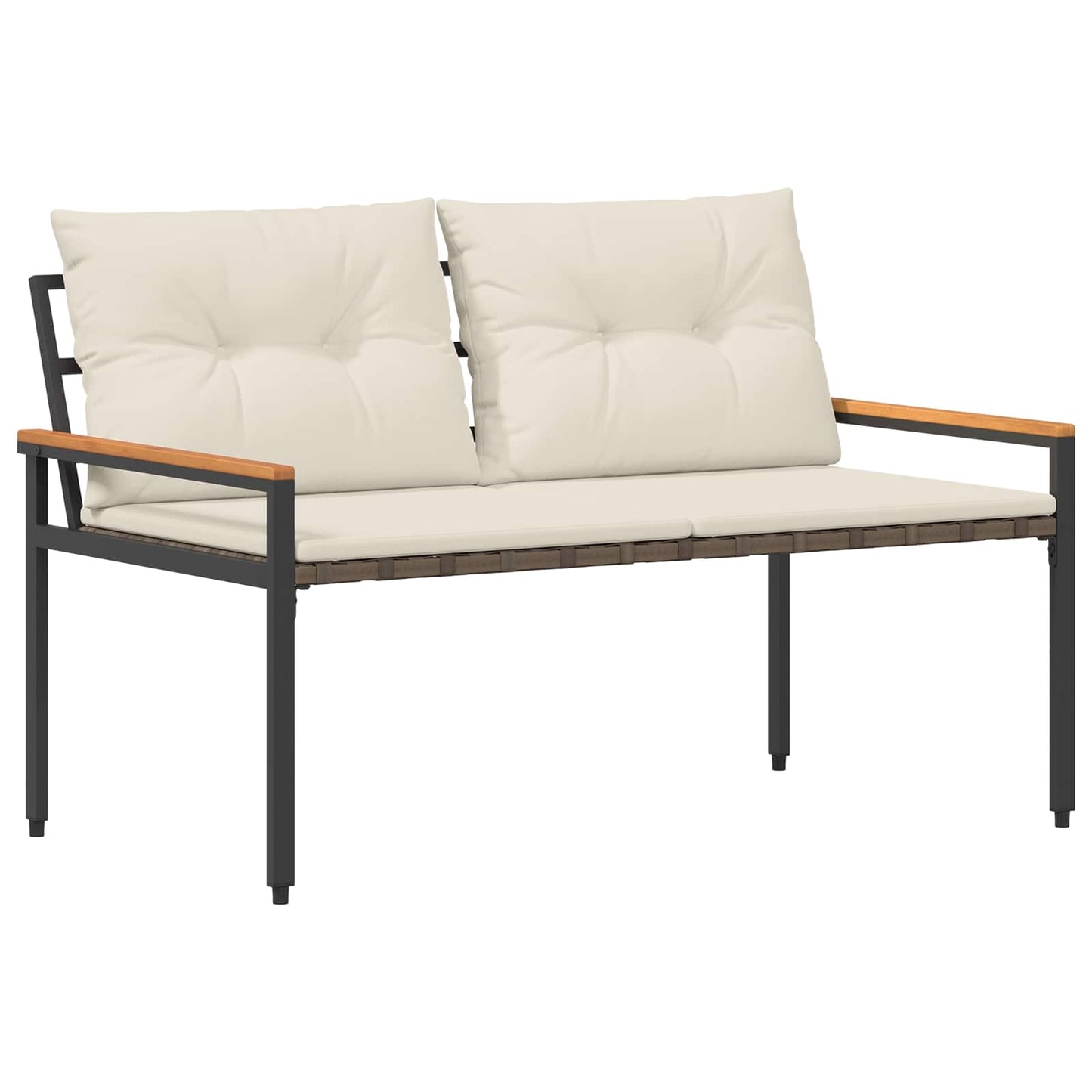 vidaXL Outdoor Bench 2 -Seater 116 x 67.5 x 72 cm Poly Rattan - Grey