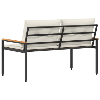 vidaXL Outdoor Bench 2 -Seater 116 x 67.5 x 72 cm Poly Rattan - Grey