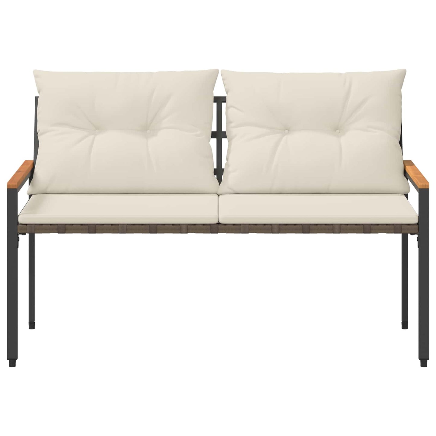 vidaXL Outdoor Bench 2 -Seater 116 x 67.5 x 72 cm Poly Rattan - Grey