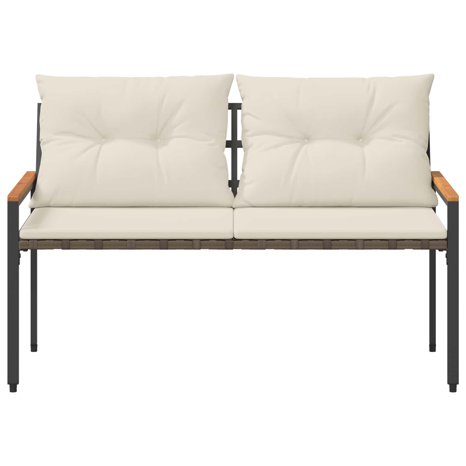 vidaXL Outdoor Bench 2 -Seater 116 x 67.5 x 72 cm Poly Rattan - Grey