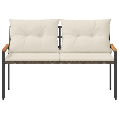 vidaXL Outdoor Bench 2 -Seater 116 x 67.5 x 72 cm Poly Rattan - Grey