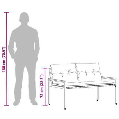 vidaXL Outdoor Bench 2 -Seater 116 x 67.5 x 72 cm Poly Rattan - Grey