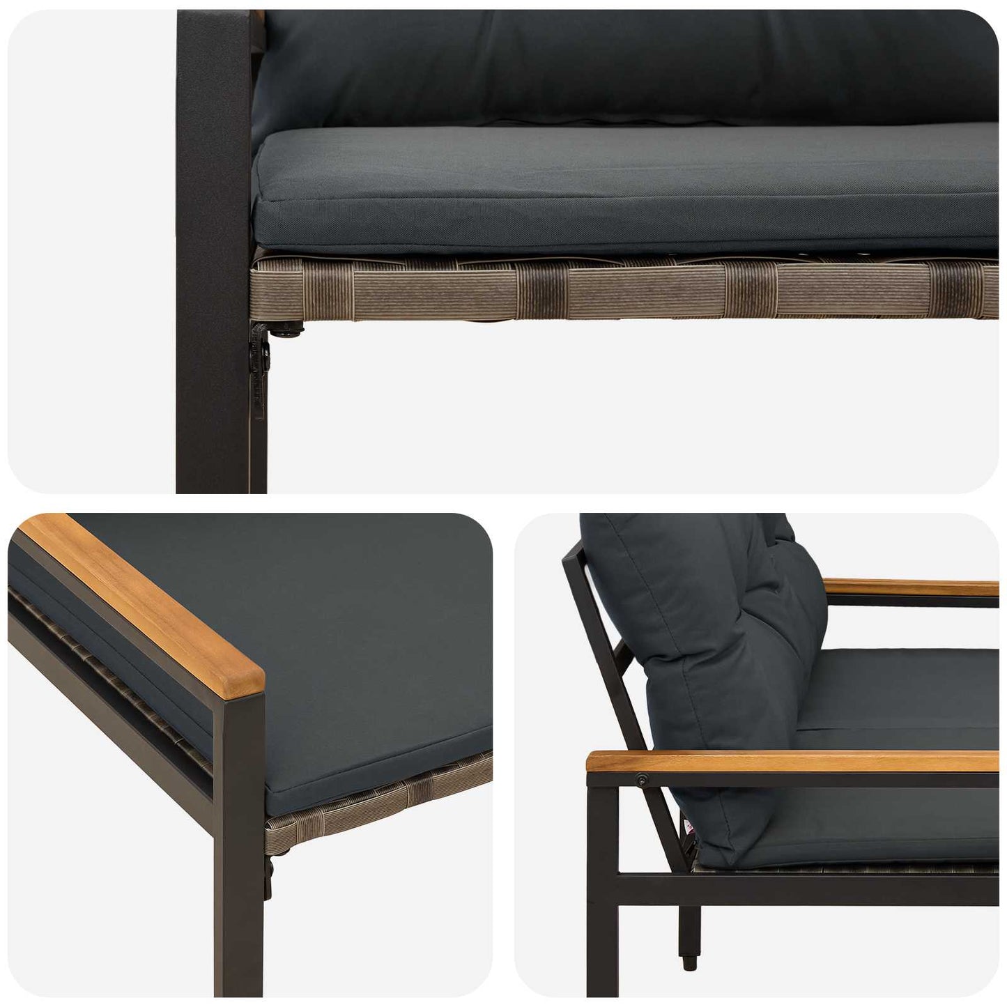 vidaXL Outdoor Bench 2 -Seater 116 x 67.5 x 72 cm Poly Rattan - Grey - 30886