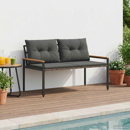 vidaXL Outdoor Bench 2 -Seater 116 x 67.5 x 72 cm Poly Rattan - Grey - 30886