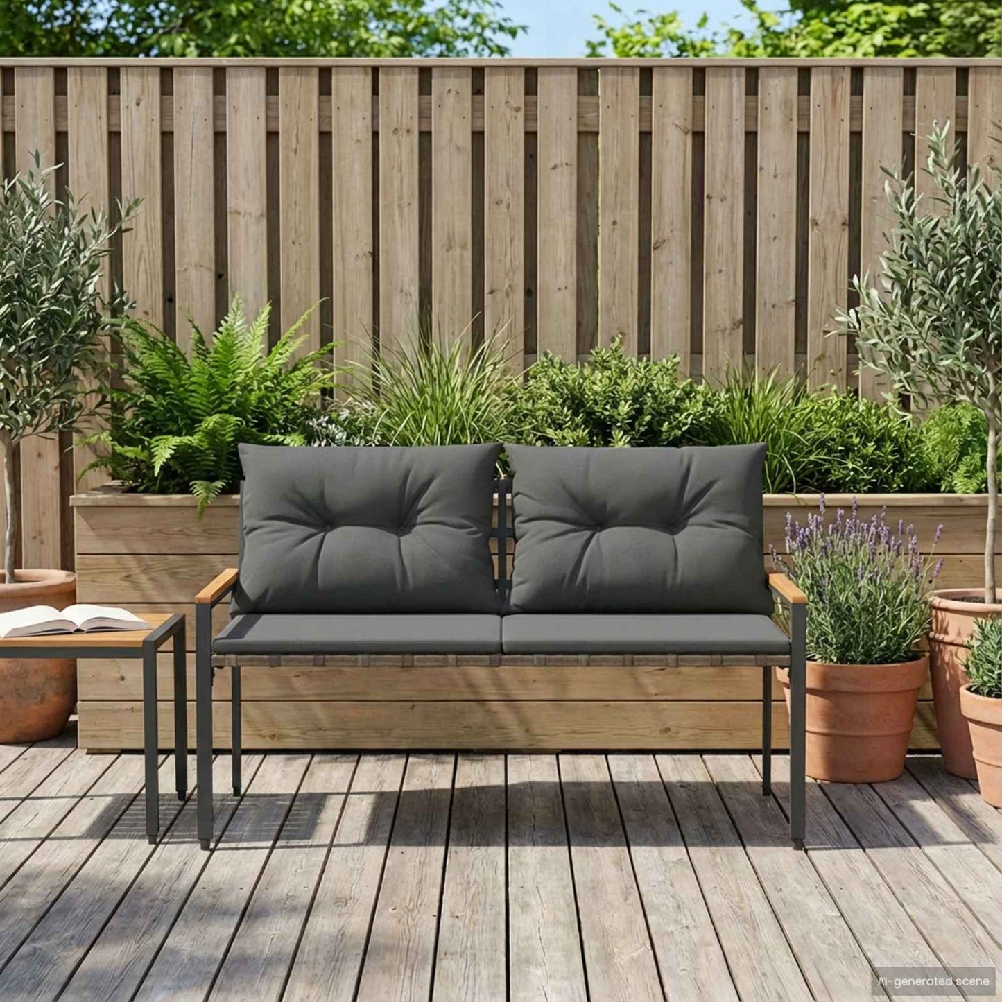 vidaXL Outdoor Bench 2 -Seater 116 x 67.5 x 72 cm Poly Rattan - Grey - 30886