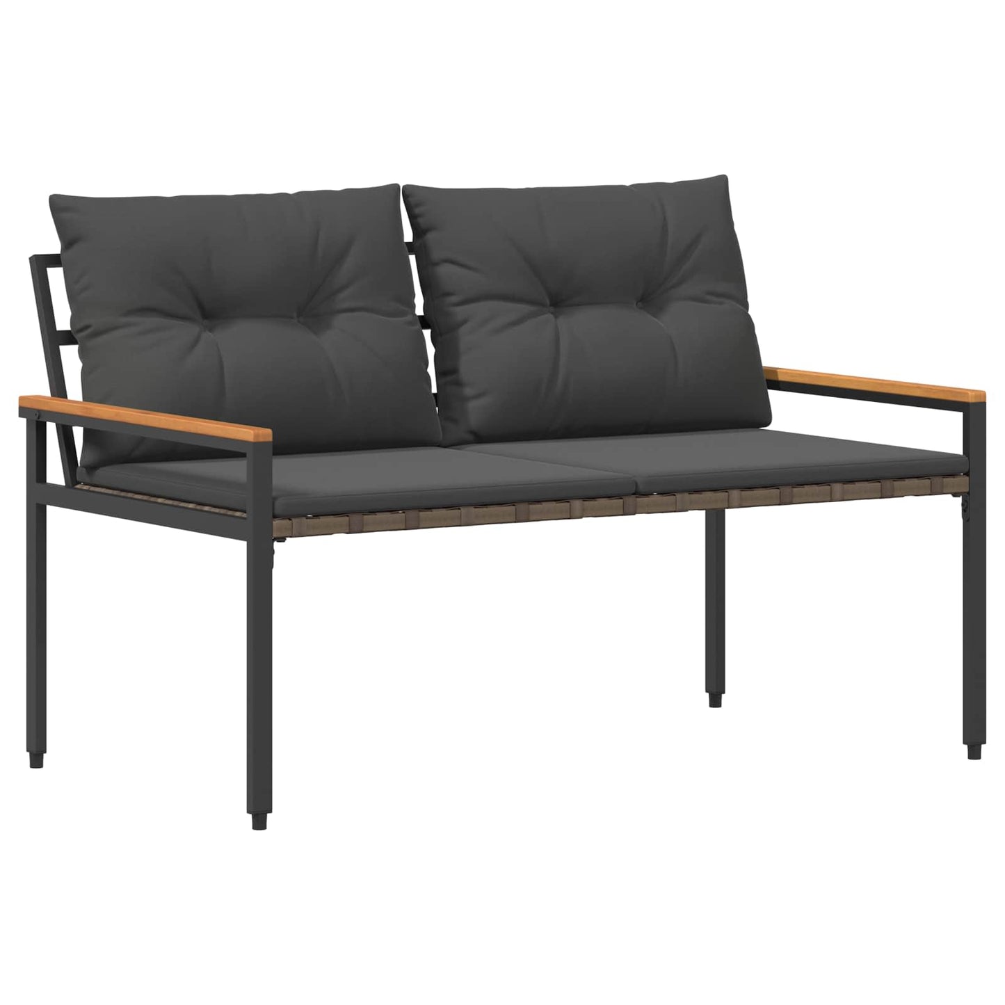 vidaXL Outdoor Bench 2 -Seater 116 x 67.5 x 72 cm Poly Rattan - Grey - 30886