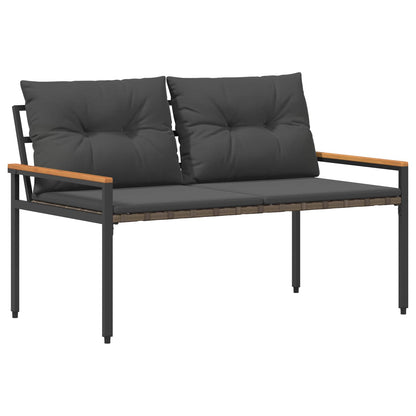 vidaXL Outdoor Bench 2 -Seater 116 x 67.5 x 72 cm Poly Rattan - Grey - 30886