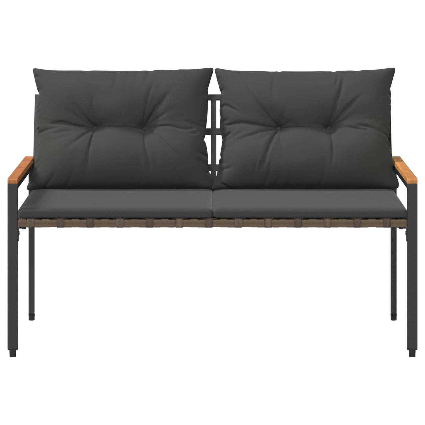 vidaXL Outdoor Bench 2 -Seater 116 x 67.5 x 72 cm Poly Rattan - Grey - 30886