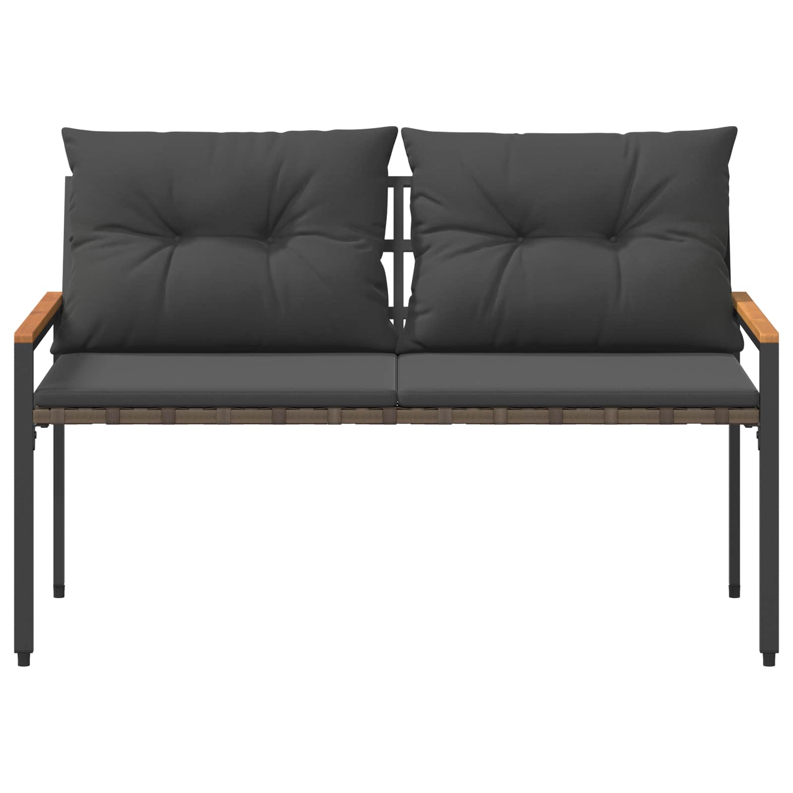 vidaXL Outdoor Bench 2 -Seater 116 x 67.5 x 72 cm Poly Rattan - Grey - 30886