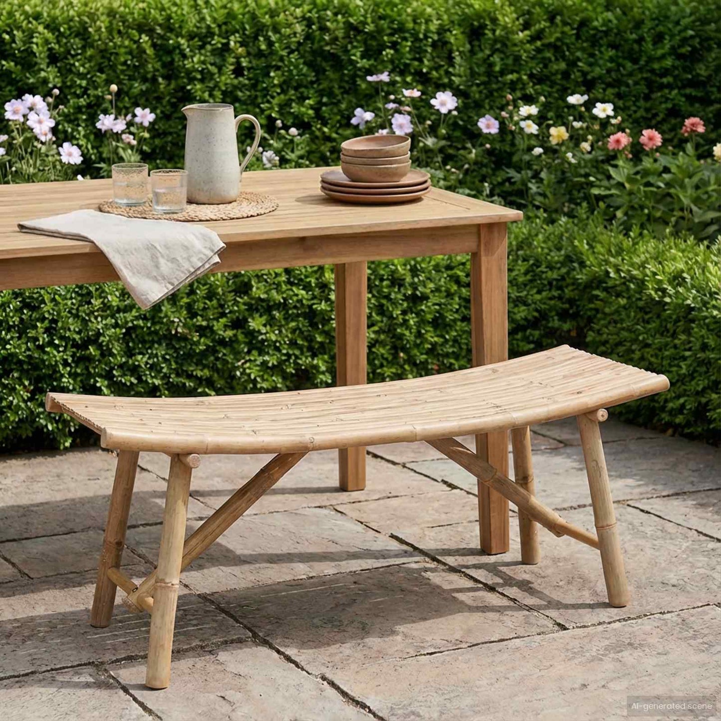 vidaXL Garden Bench 110 x 45 x 50 cm Bamboo Natural Rectangular - Brown