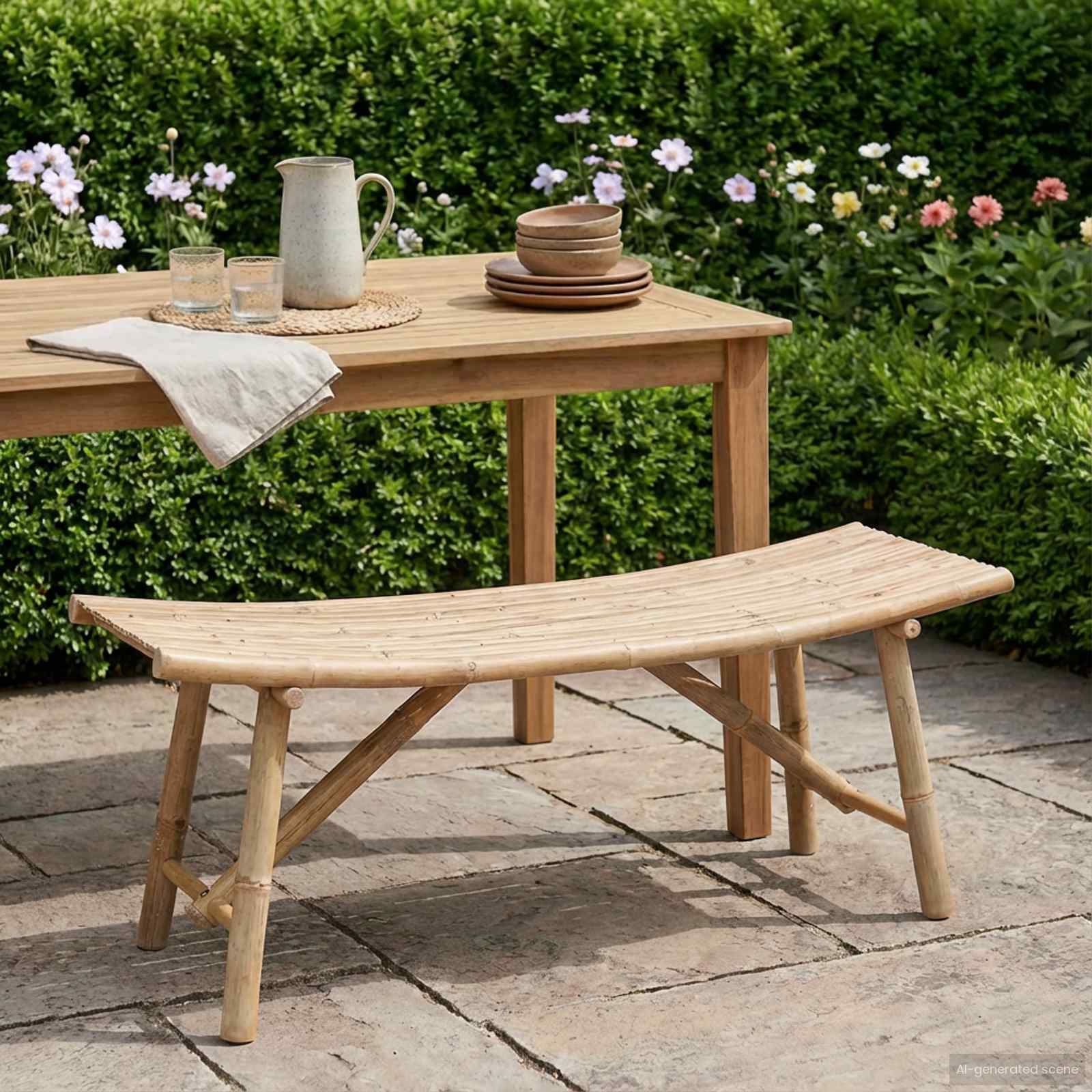 vidaXL Garden Bench 110 x 45 x 50 cm Bamboo Natural Rectangular - Brown