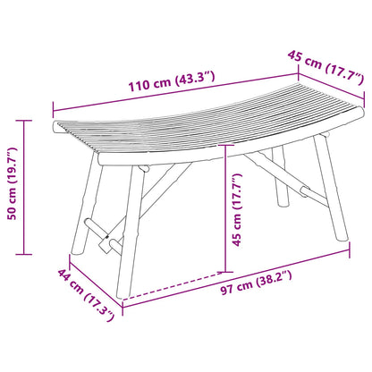 vidaXL Garden Bench 110 x 45 x 50 cm Bamboo Natural Rectangular - Brown