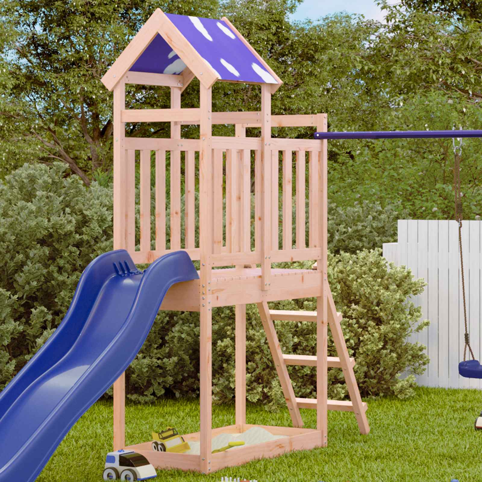 vidaXL Play Tower Brown 52.5 x 110.5 x 215 cm Solid Douglas Wood