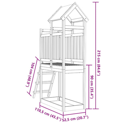 vidaXL Play Tower Brown 52.5 x 110.5 x 215 cm Solid Douglas Wood