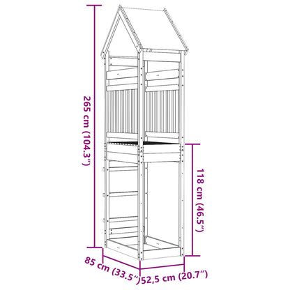 vidaXL Play Tower Brown 52.5 x 85 x 265 cm Solid Pine Wood