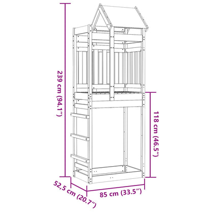 vidaXL Play Tower Brown 85 x 52.5 x 239 cm Solid Impregnated Wood