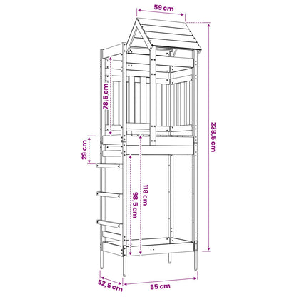 vidaXL Play Tower Brown 52.5 x 85 x 238 cm Solid Impregnated Wood