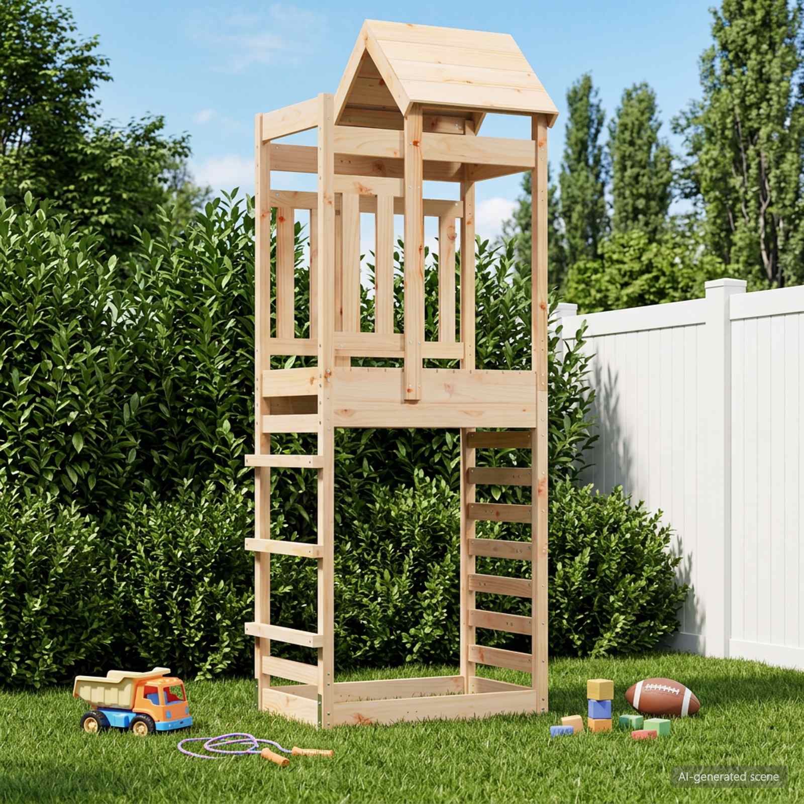 vidaXL Play Tower Brown 52.5 x 85 x 238 cm Solid Pine Wood - 33979