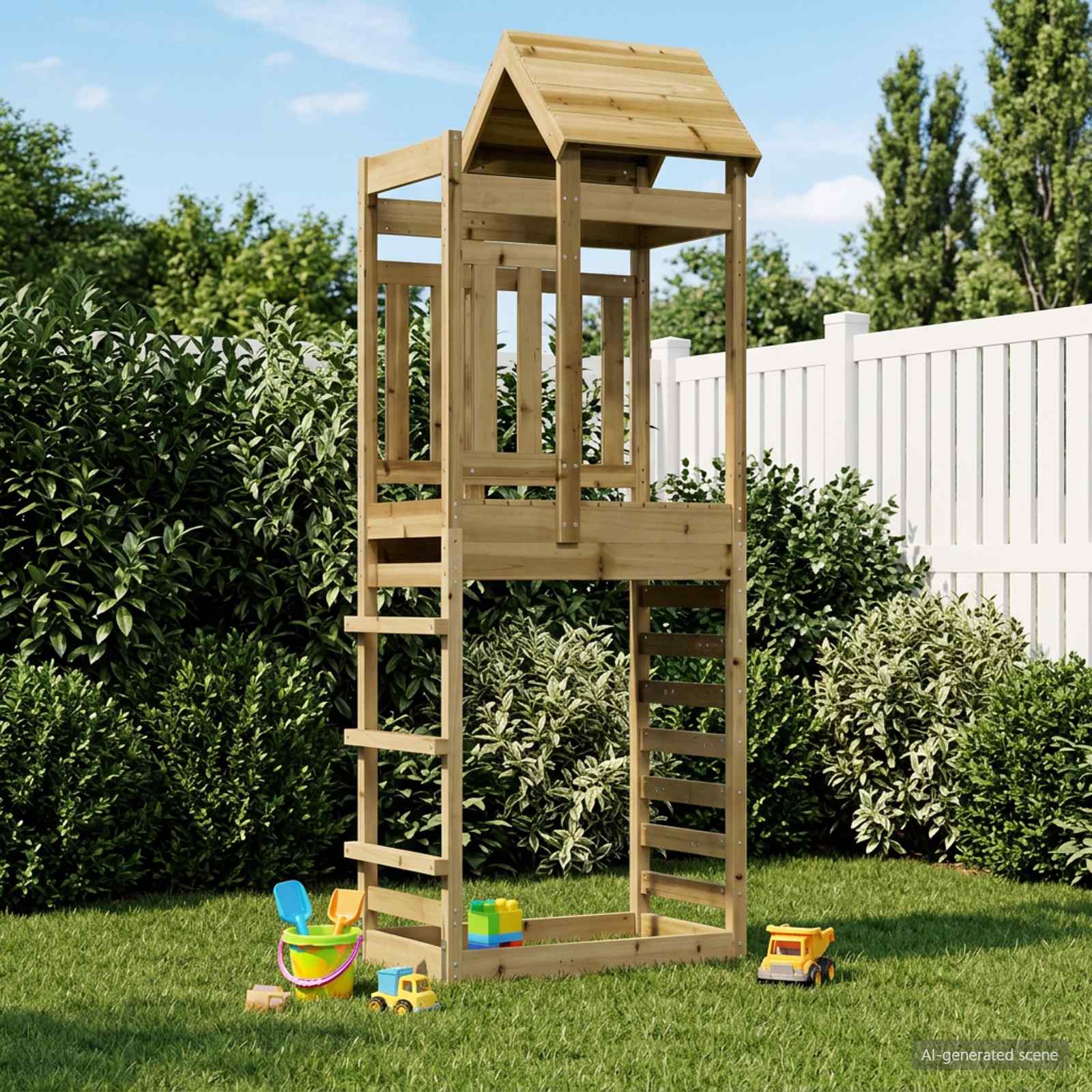 vidaXL Play Tower Brown 52.5 x 85 x 238 cm Solid Impregnated Wood - 33989