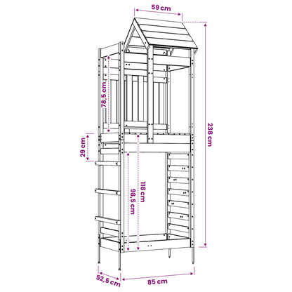 vidaXL Play Tower Brown 52.5 x 85 x 238 cm Solid Impregnated Wood - 33989