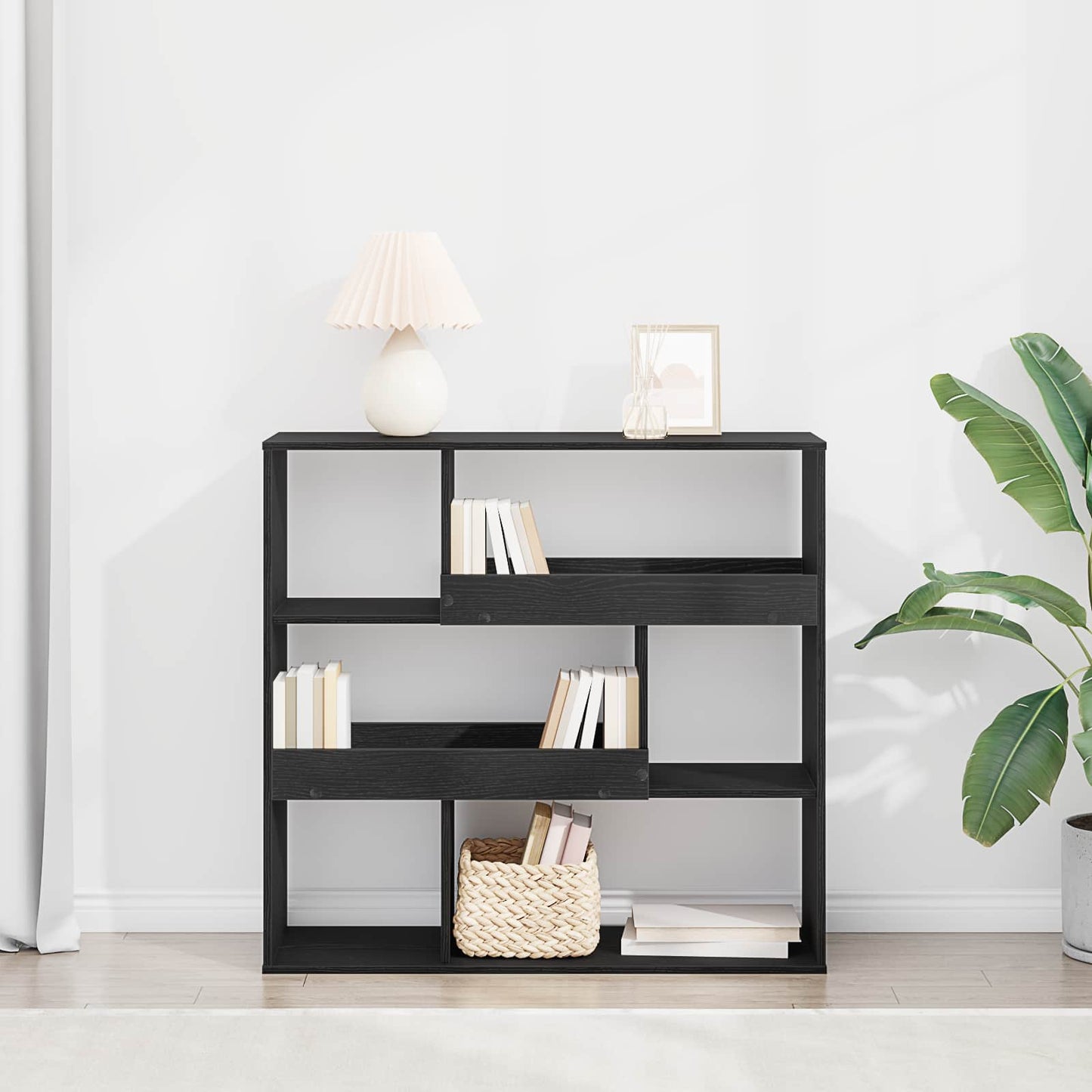 vidaXL Book Shelf 4-Tier 100 x 33 x 94.5 cm Engineered Wood Black Oak - 58086