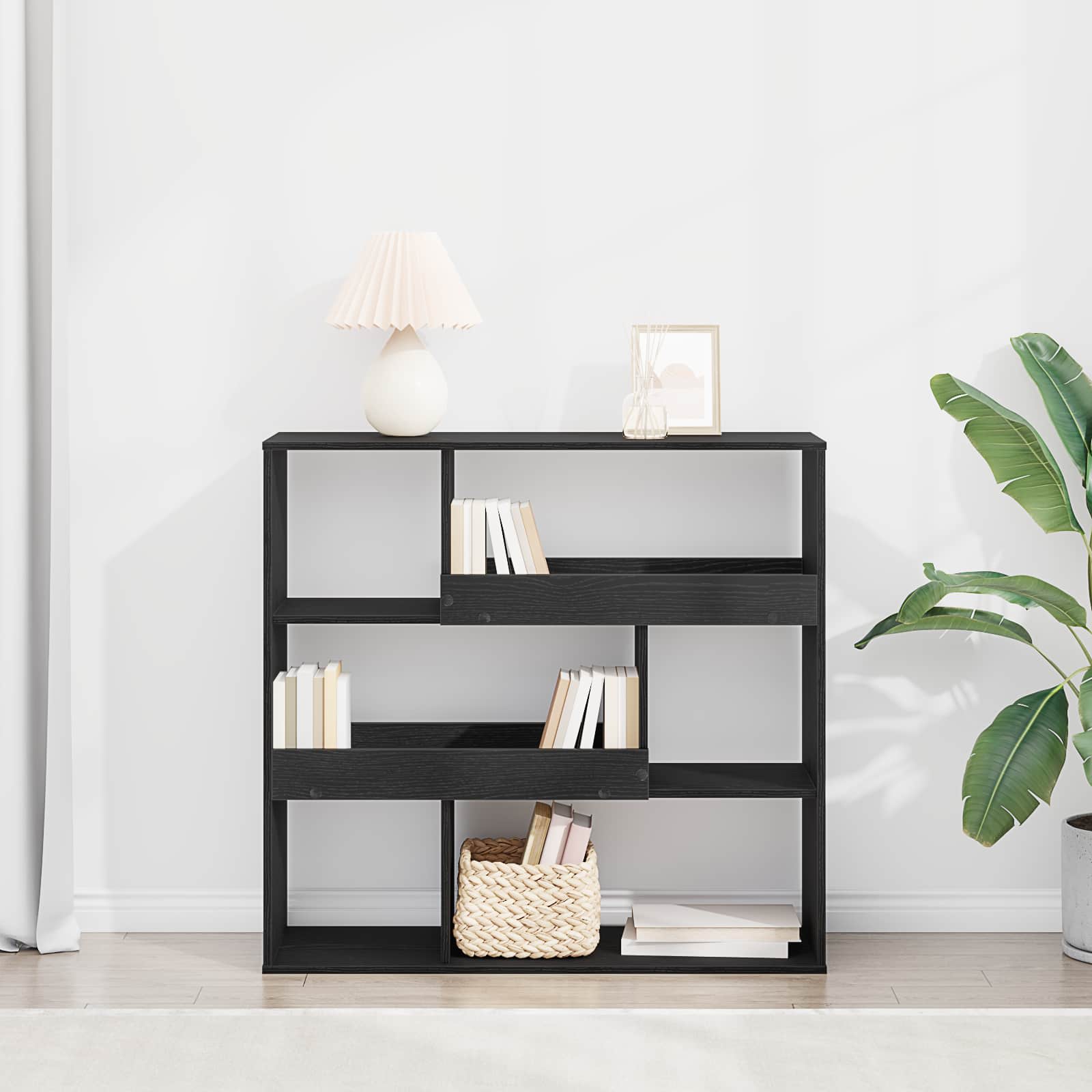 vidaXL Book Shelf 4-Tier 100 x 33 x 94.5 cm Engineered Wood Black Oak - 58086
