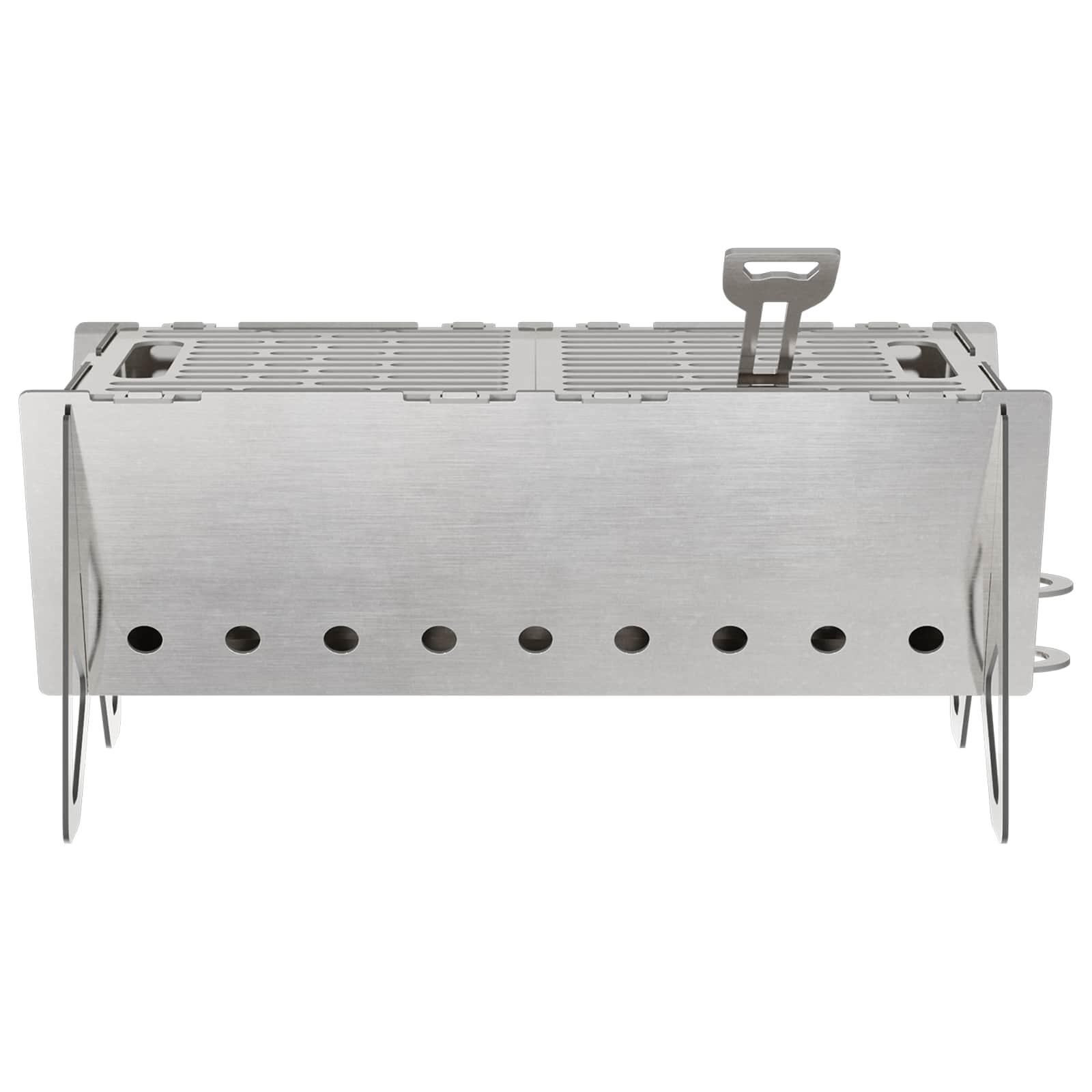 vidaXL Camping Fire Pit 42 x 22 x 18 cm Stainless Steel Silver