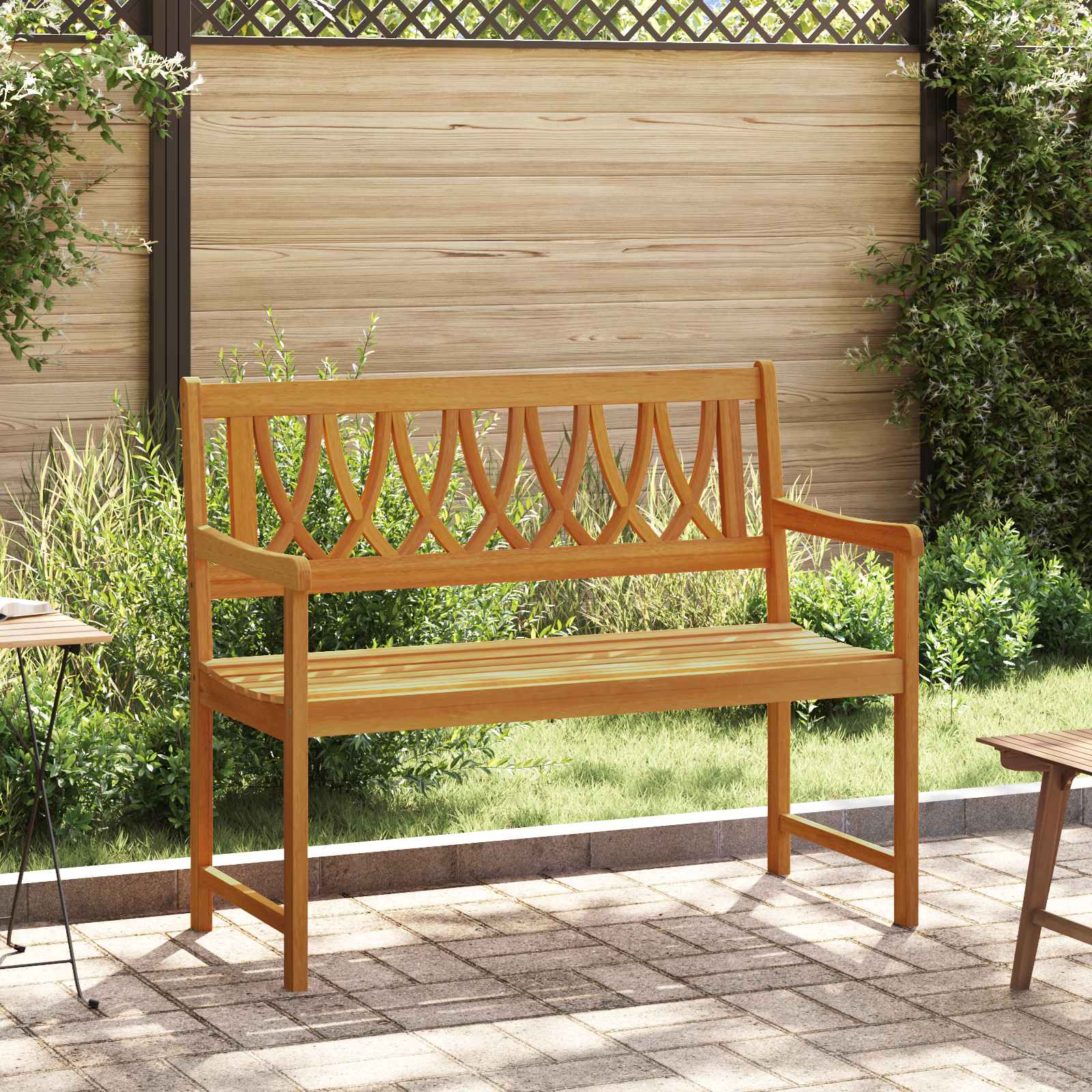 vidaXL Outdoor Bench Natural 110 x 55.5 x 90 cm Solid Acacia Wood - Brown