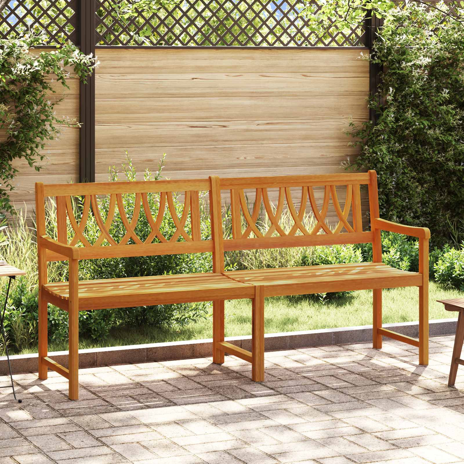 vidaXL Outdoor Bench Natural 180 x 55.5 x 90 cm Solid Acacia Wood - Brown