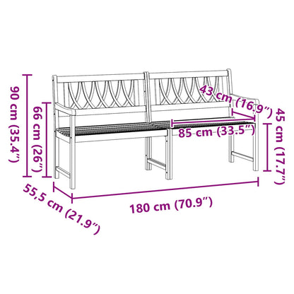vidaXL Outdoor Bench Natural 180 x 55.5 x 90 cm Solid Acacia Wood - Brown
