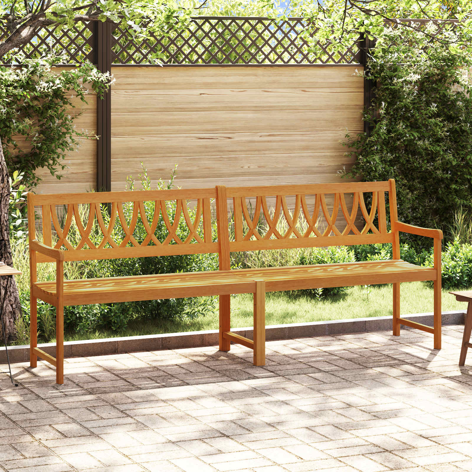 vidaXL Outdoor Bench Natural 220 x 55.5 x 90 cm Solid Acacia Wood - Brown