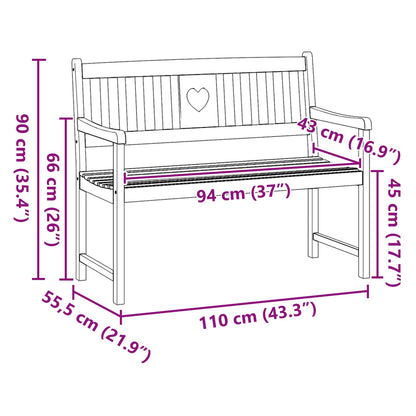 vidaXL Outdoor Bench Natural 110 x 55.5 x 90 cm Solid Acacia Wood - Brown - 30920