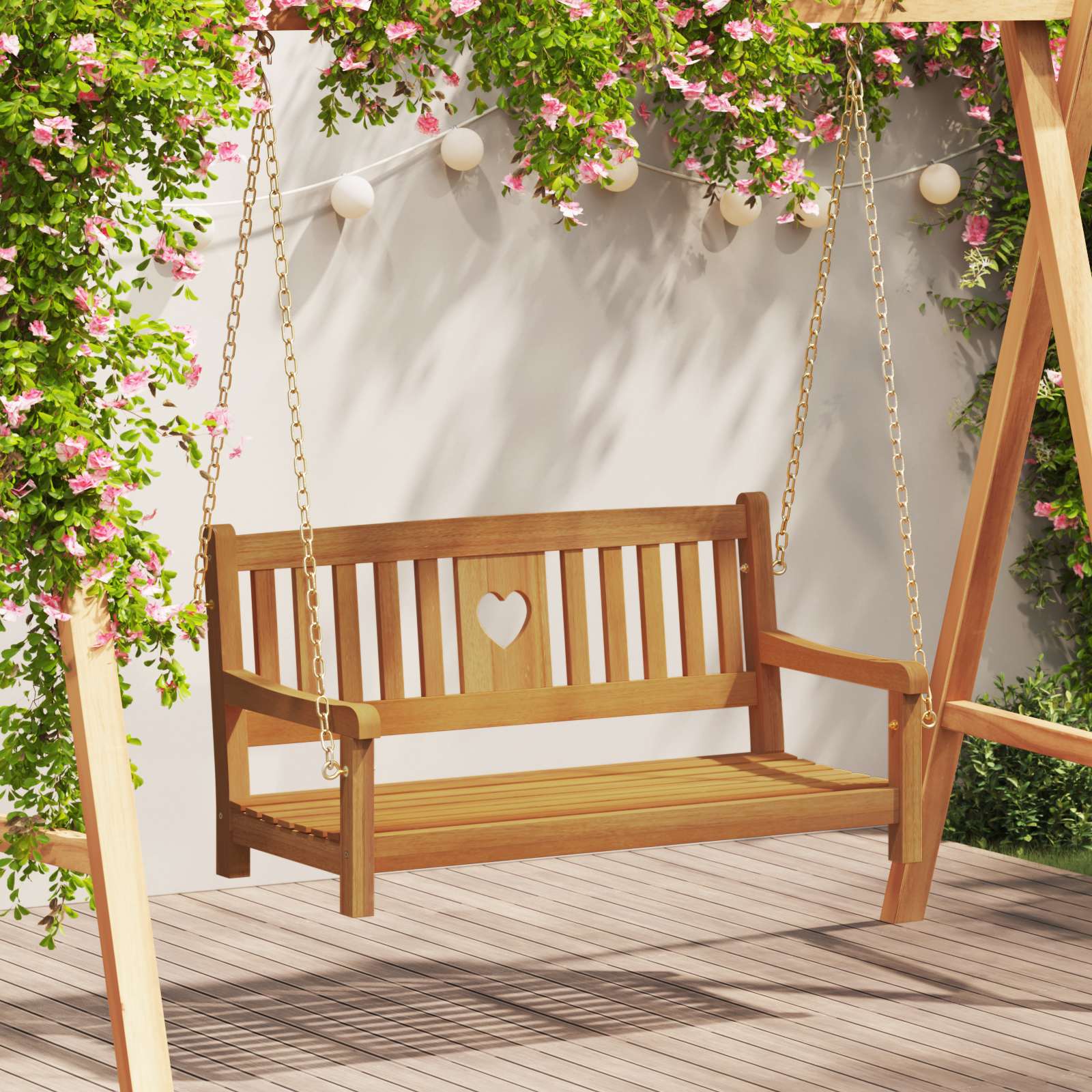 vidaXL Garden Swing Bench Natural 110 x 56 x 58 cm Solid Acacia Wood - Brown - 30946