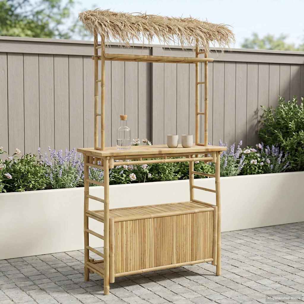 vidaXL Outdoor Bar Table Natural 110 x 50 x 209 cm Bamboo - Brown