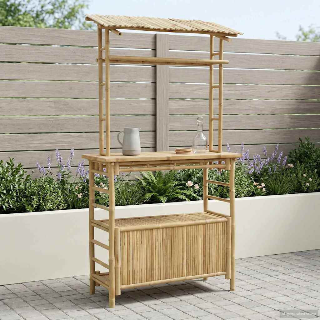 vidaXL Outdoor Bar Table Natural 110 x 50 x 210 cm Bamboo - Brown