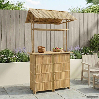 vidaXL Outdoor Bar Table Natural 115 x 95 x 214 cm Bamboo - Brown