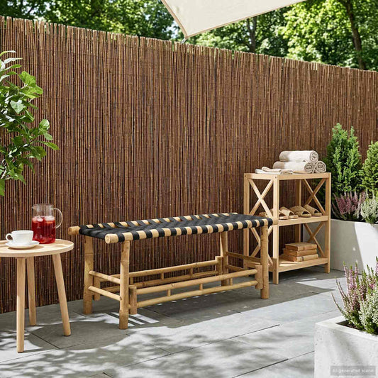 vidaXL Garden Bench 110 x 38 x 40 cm Bamboo Natural Rectangular - Brown