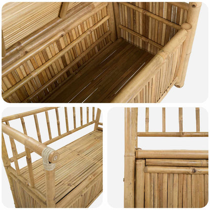 vidaXL Garden Storage Bench 110 x 47 x 80 cm Bamboo Natural - Brown