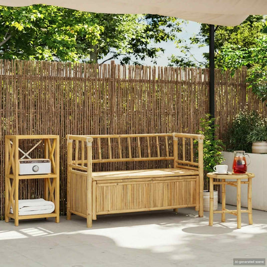 vidaXL Garden Storage Bench 110 x 47 x 80 cm Bamboo Natural - Brown