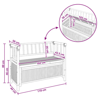 vidaXL Garden Storage Bench 110 x 47 x 80 cm Bamboo Natural - Brown