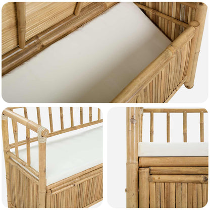 vidaXL Garden Storage Bench 110 x 47 x 80 cm Bamboo Natural - Brown - 30896