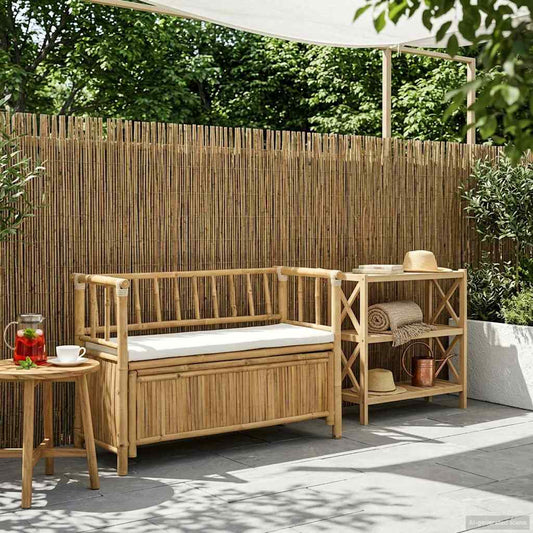 vidaXL Garden Storage Bench 110 x 47 x 80 cm Bamboo Natural - Brown - 30896