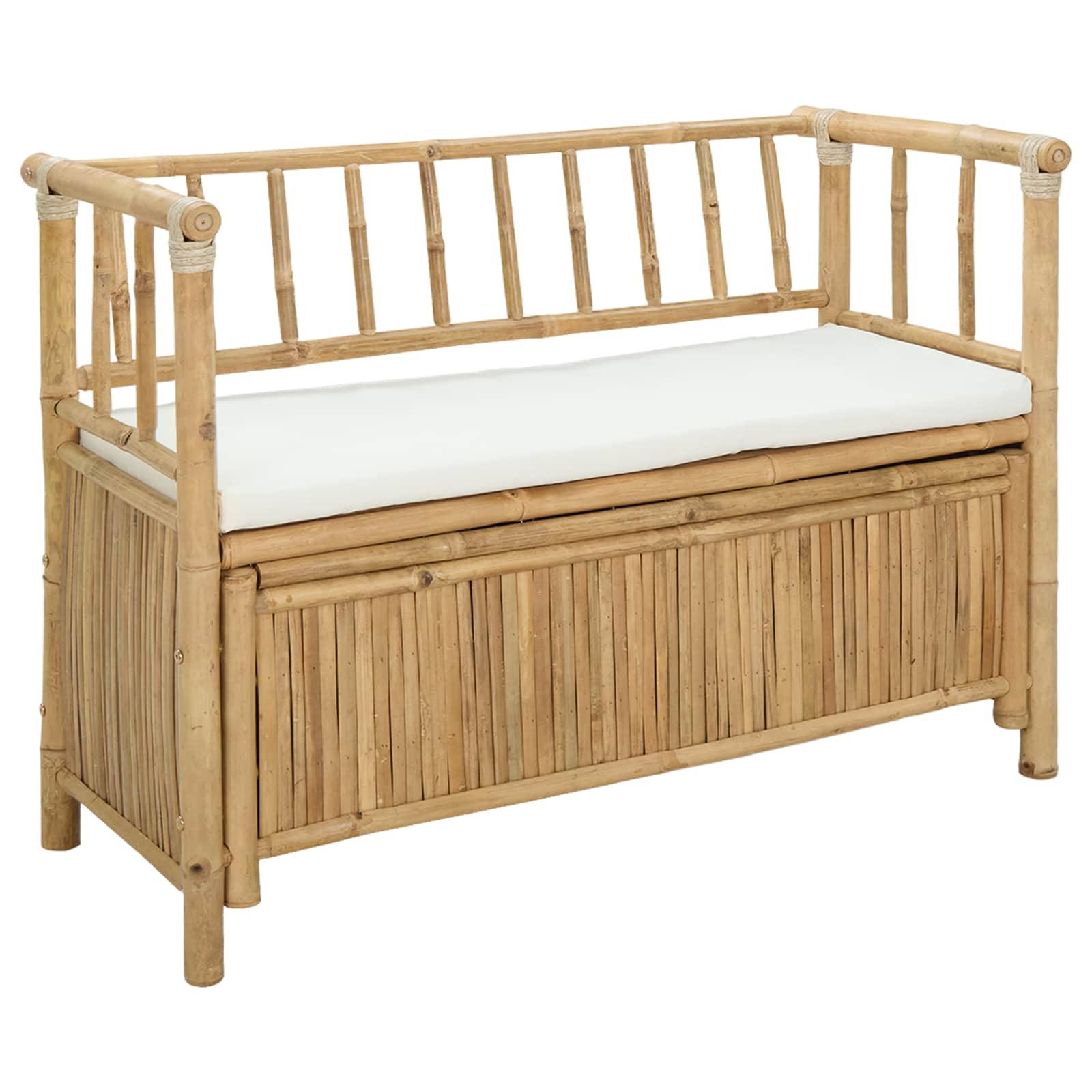 vidaXL Garden Storage Bench 110 x 47 x 80 cm Bamboo Natural - Brown - 30896