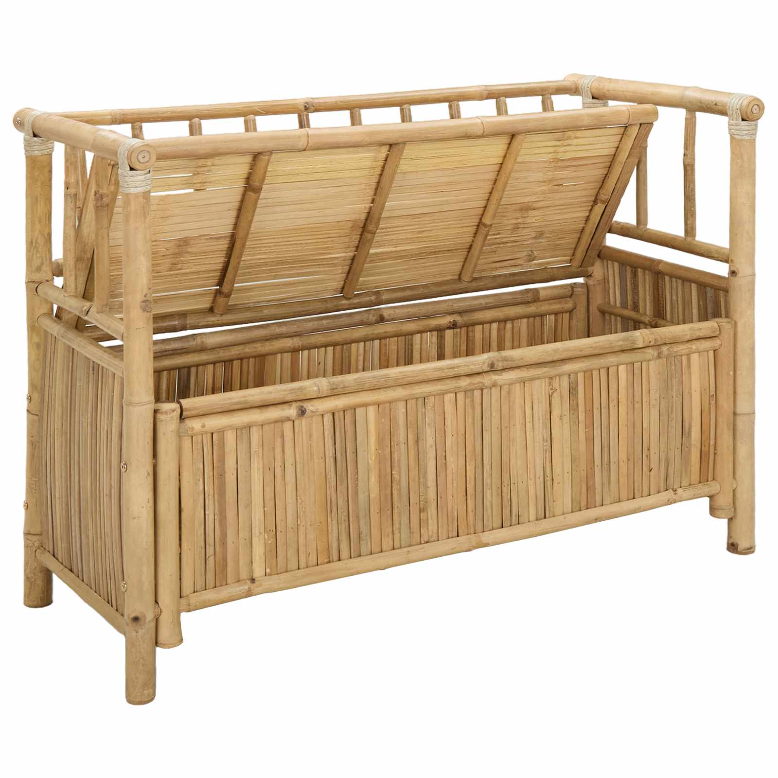 vidaXL Garden Storage Bench 110 x 47 x 80 cm Bamboo Natural - Brown - 30897