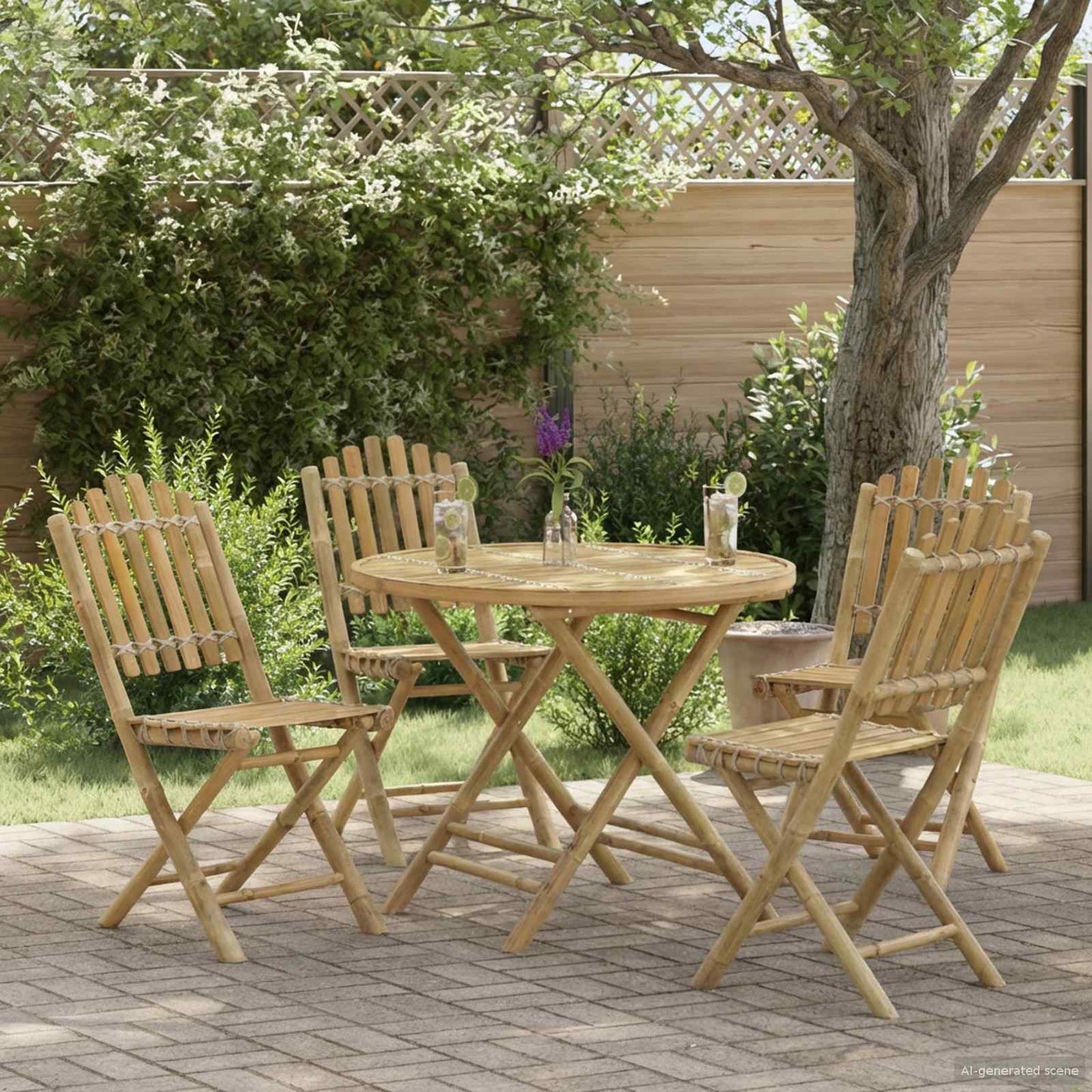 vidaXL Garden Table Natural 80 x 70 cm Bamboo - Brown