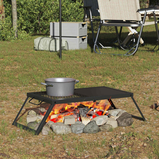 vidaXL Foldable Camping Grill Black 31.5 x 26.5 x 4 cm Alloy Steel