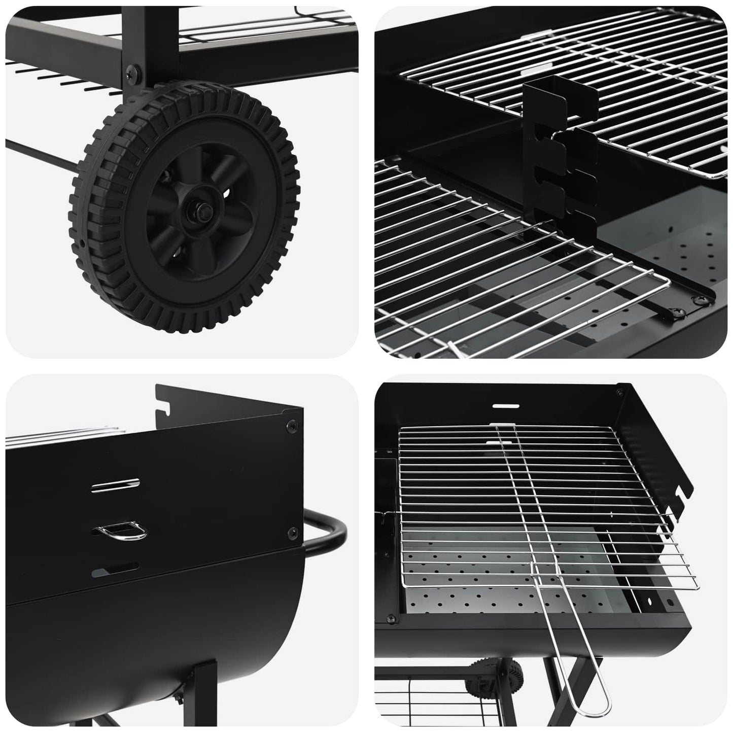 vidaXL Charcoal grill 96.5 x 42.5 x 88.5 cm Black