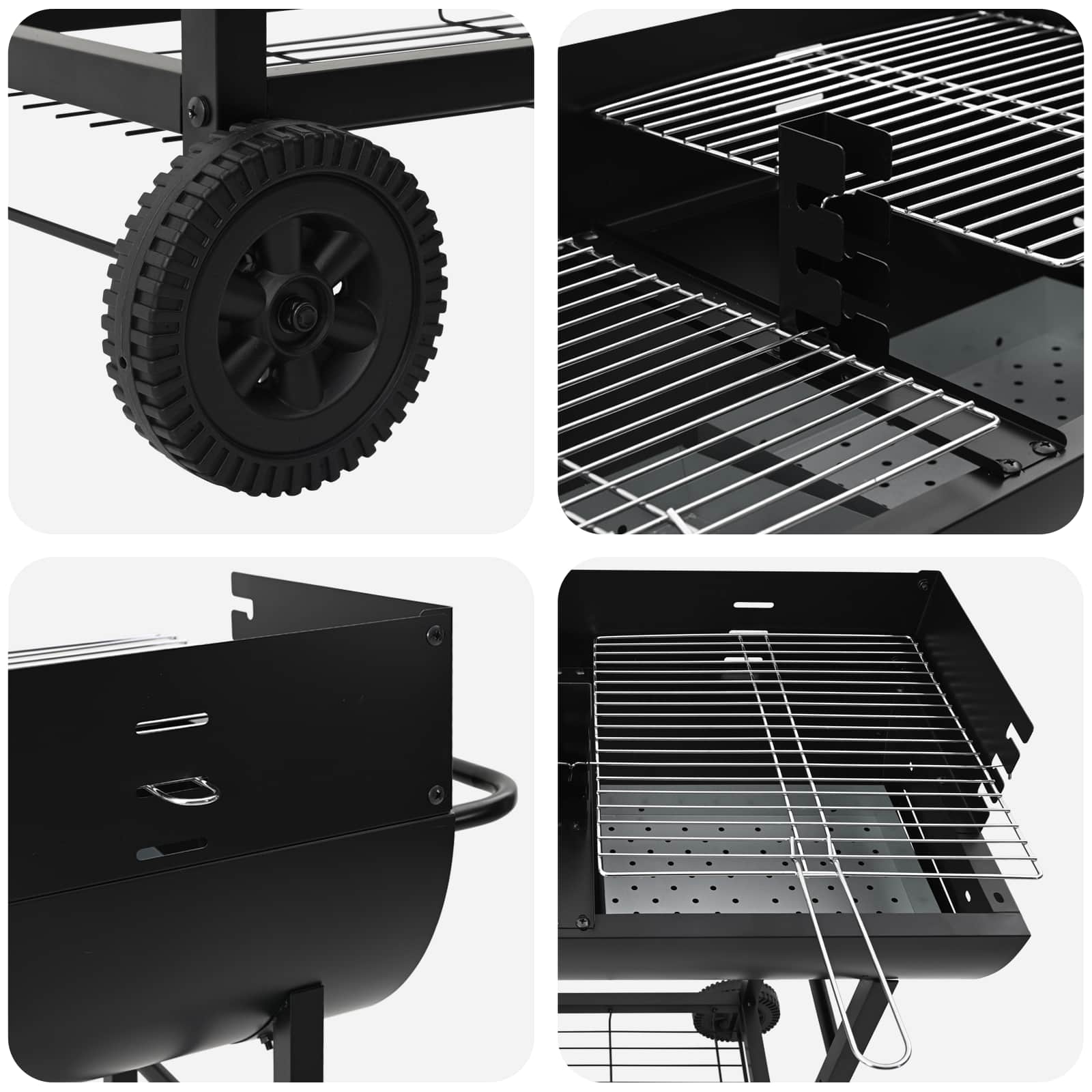 vidaXL Charcoal grill 96.5 x 42.5 x 88.5 cm Black