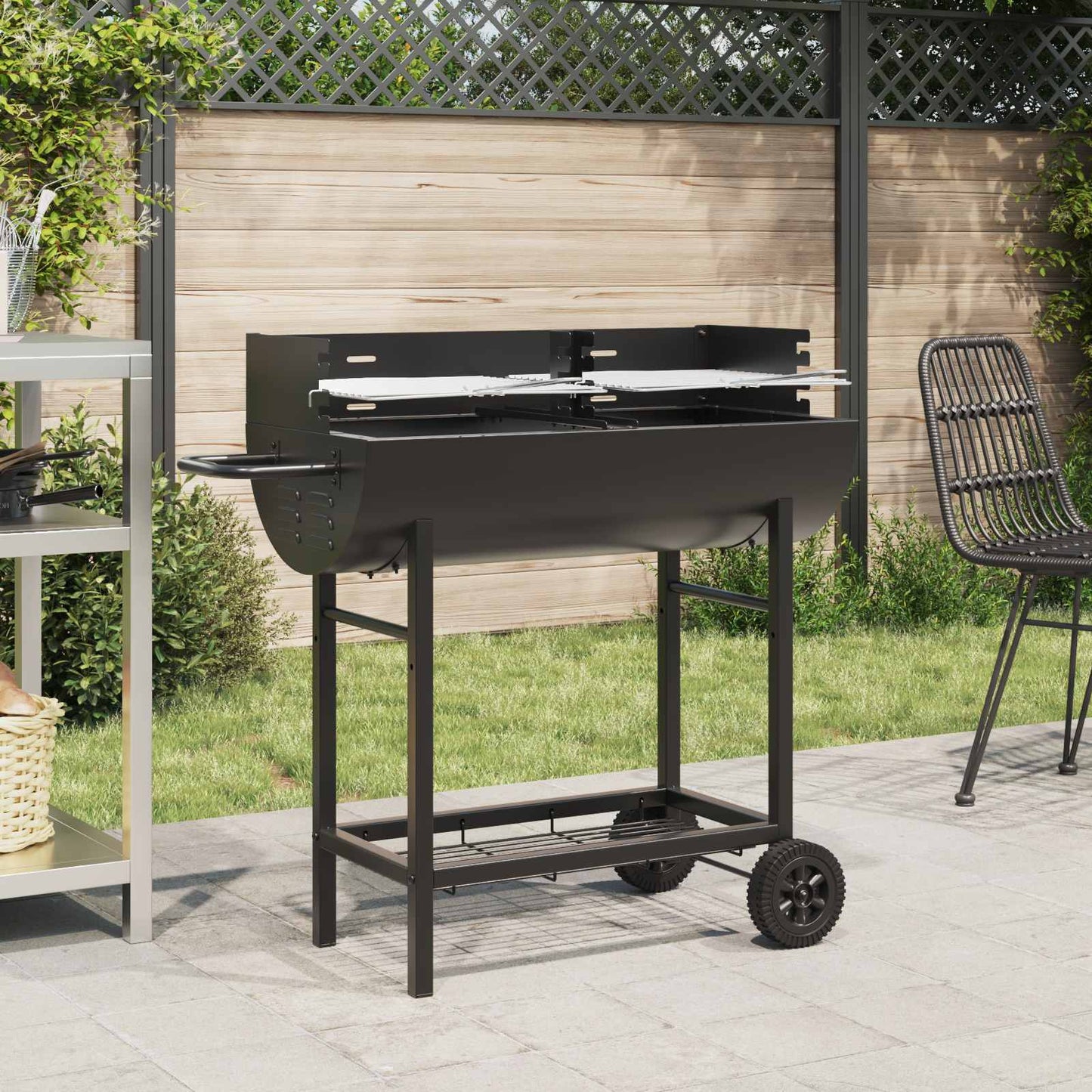 vidaXL Charcoal grill 96.5 x 42.5 x 88.5 cm Black